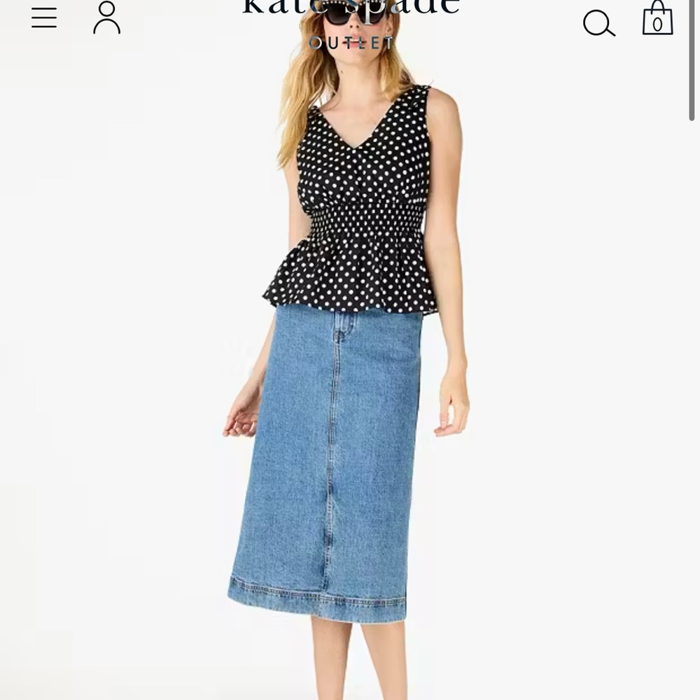 Kate Spade-Dot Dot Dot Smocked Top, Size M - Picture 5 of 13